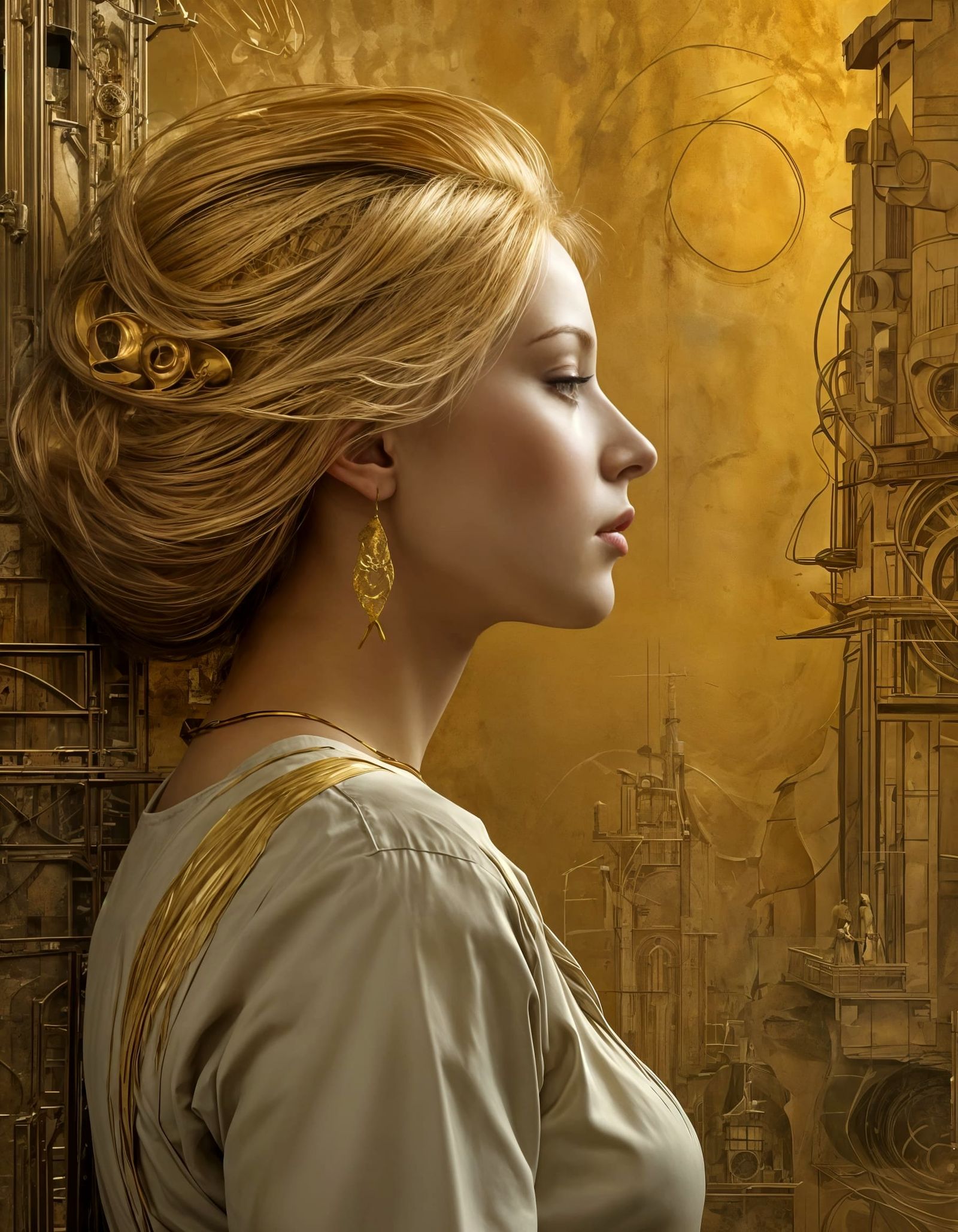 Science Dream in Black and Gold Hues