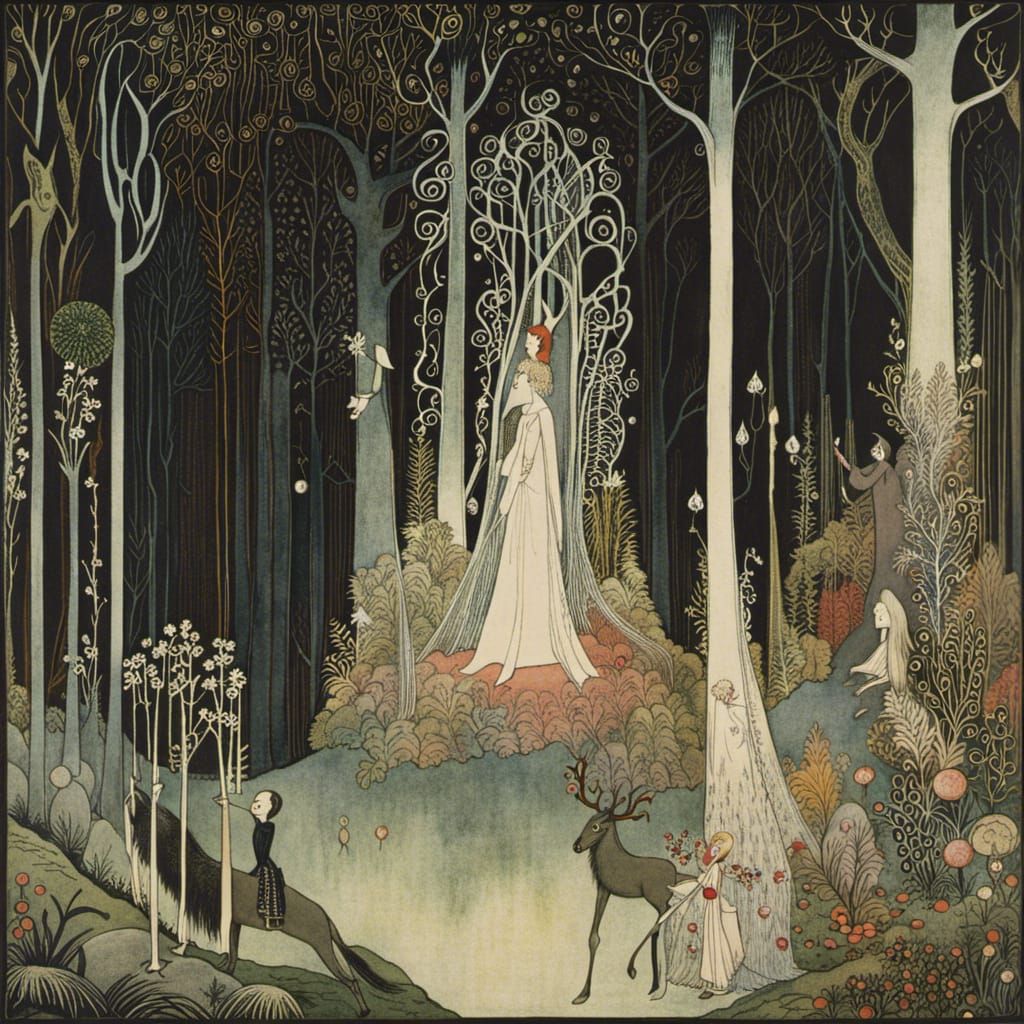 Enchanted Wood Illustration in Golden Age Style