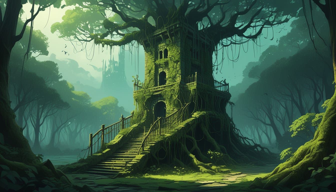 Overgrown Godless Tower is a landmark in The Wildwoods, a su...