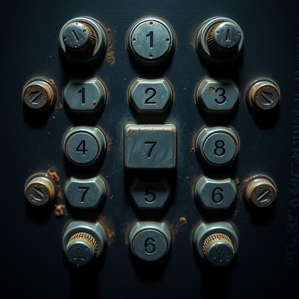 Hyperrealistic Vending Machine Keypad in Film Noir Style