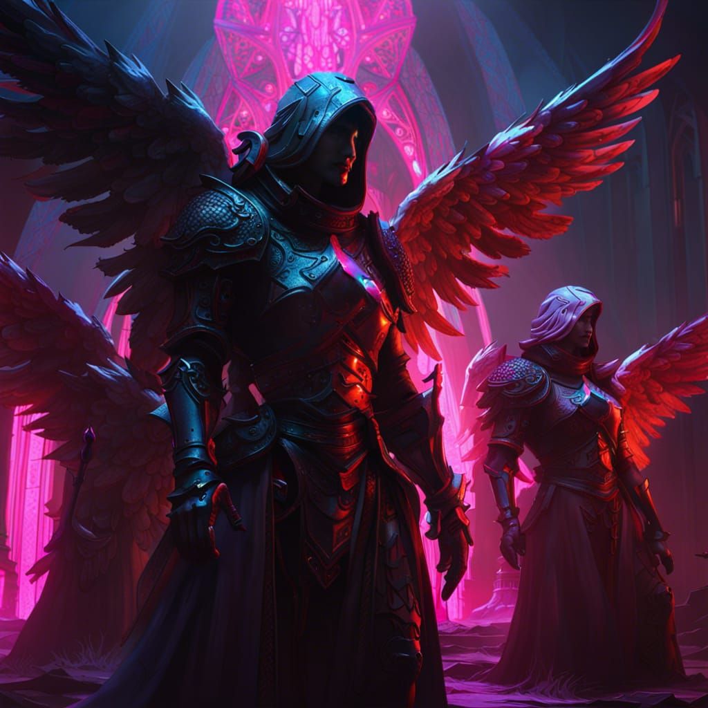 Bloodied Angels Descending: Dark Fantasy Concept Art