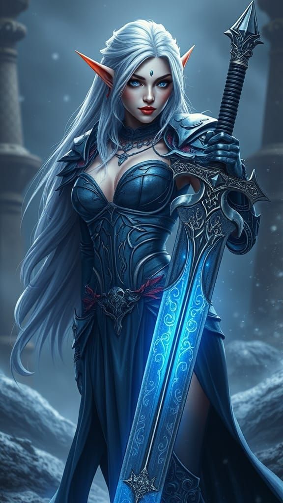 Ethereal Elf Death Knight in Silver Armor