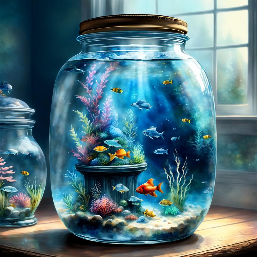 Aquarium in a Jar: Watercolor Fantasy
