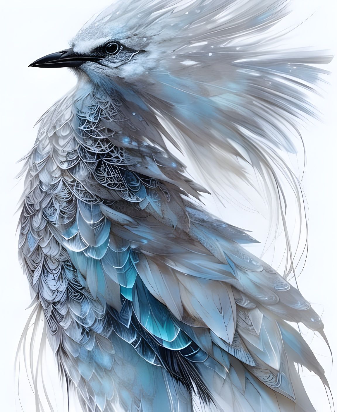 Magical Frost Bird Portrait in Digital Painting Style
