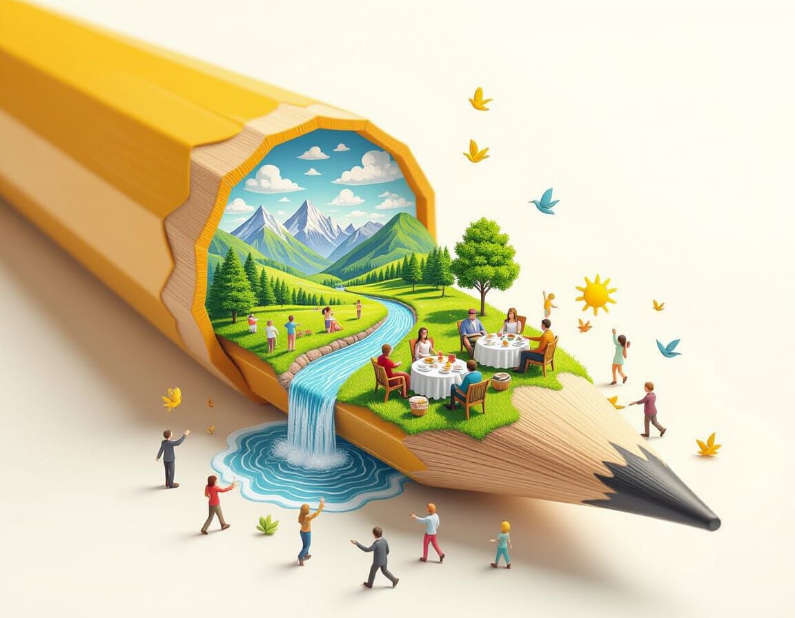 Pencil World: A 3D Summer Afternoon Tea Party