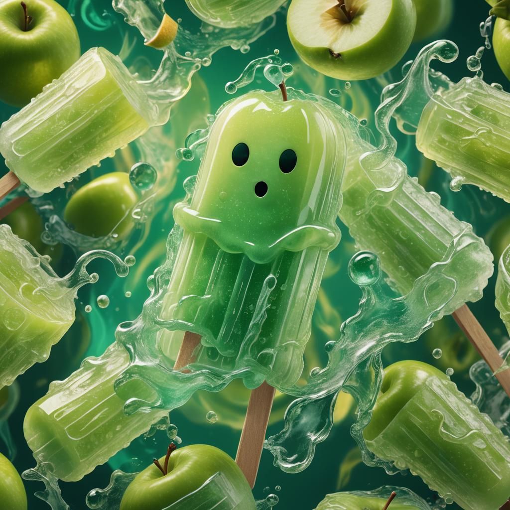 Glowing Ghost Popsicle on Mystical Background