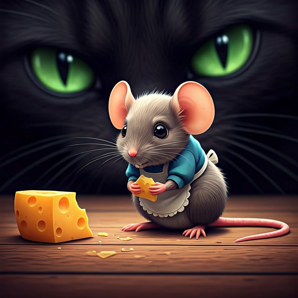 Whimsical Anime Mouse on Guard