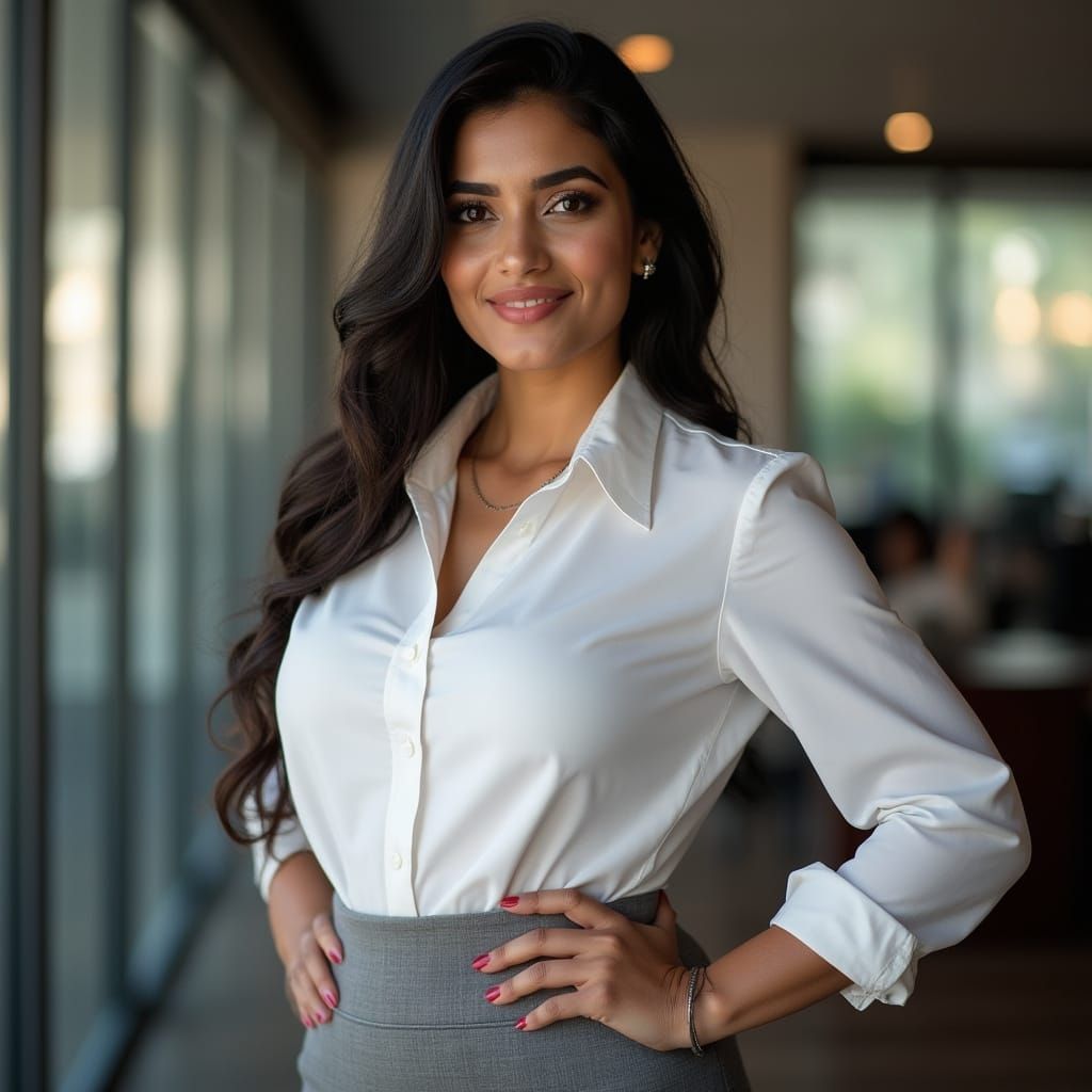 Indian Office Woman Portrait in Studio Setting