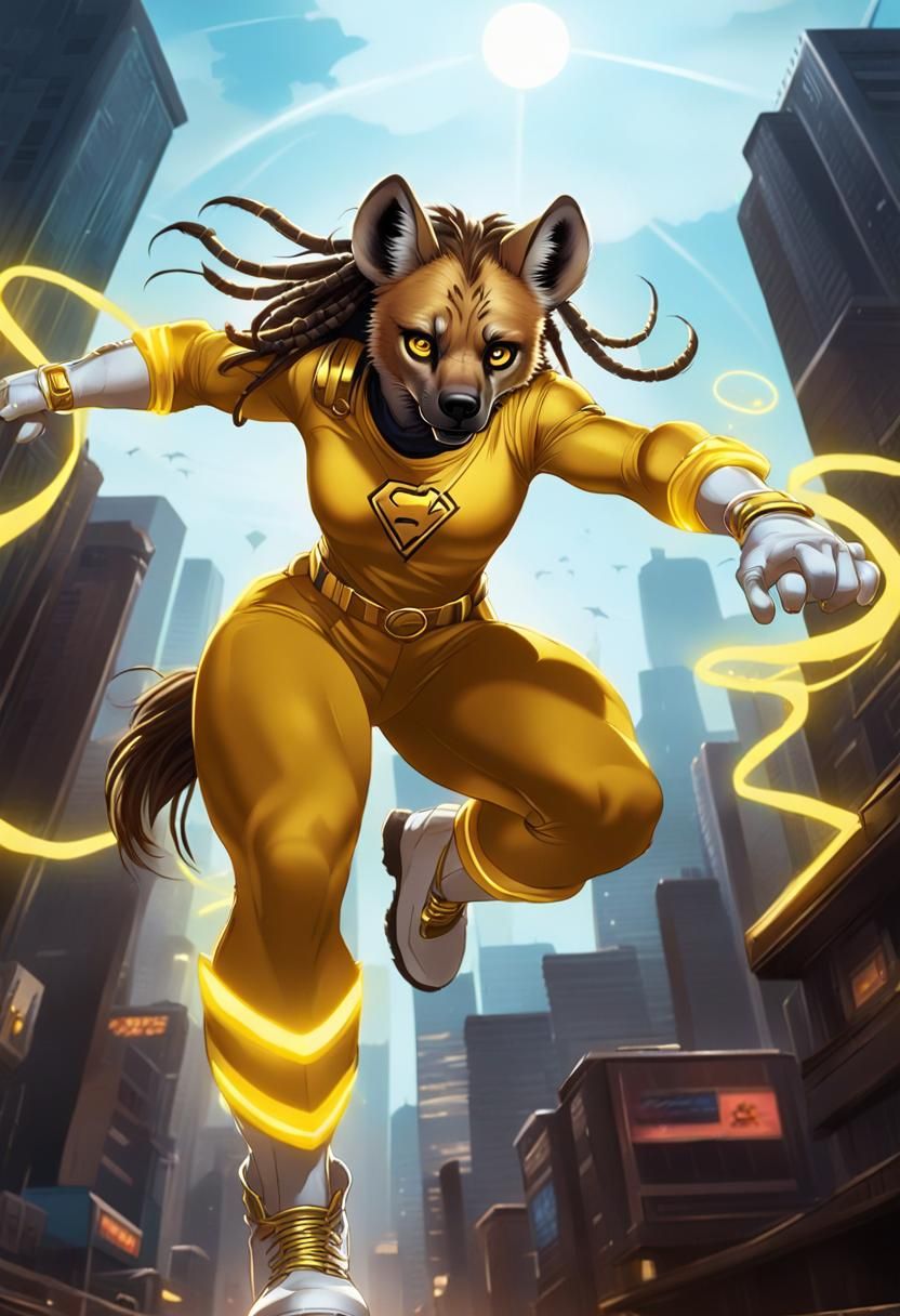 Anthro Hyena Superhero in Comic Book Style