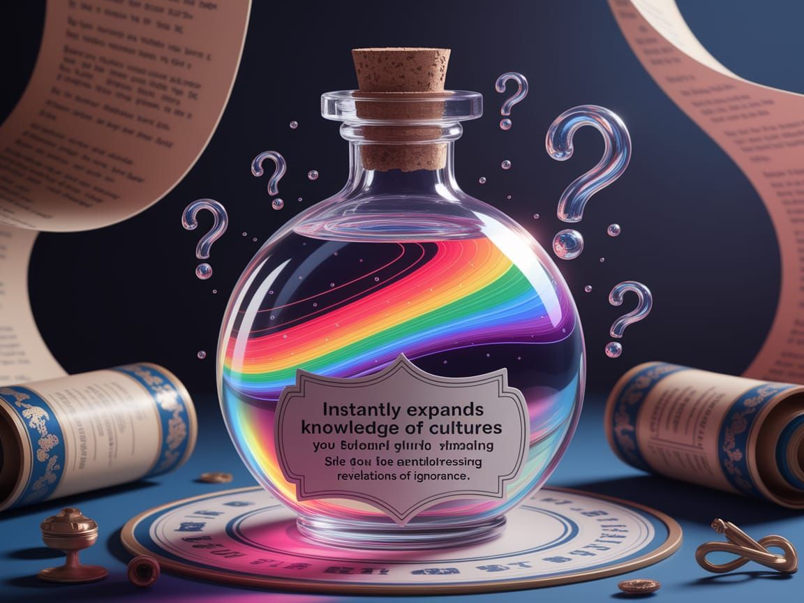 Enchanted Cultural Awareness Potion in Whimsical Anime Style