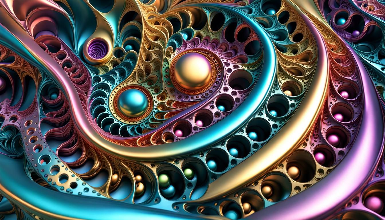 Colorful Metal 3D Fractal with Dramatic Lighting