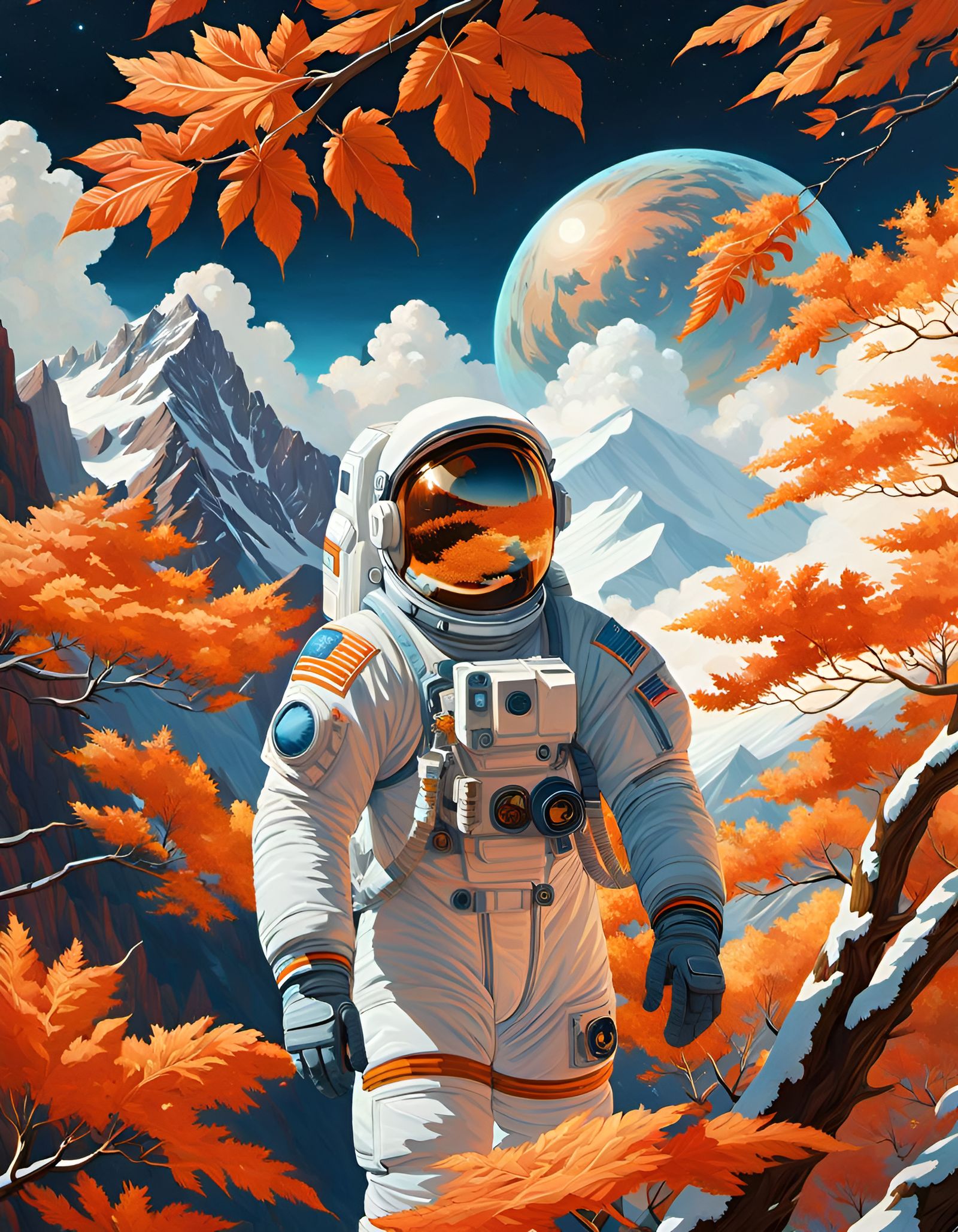 Astronaut in Utah Mountains: Digital Illustration