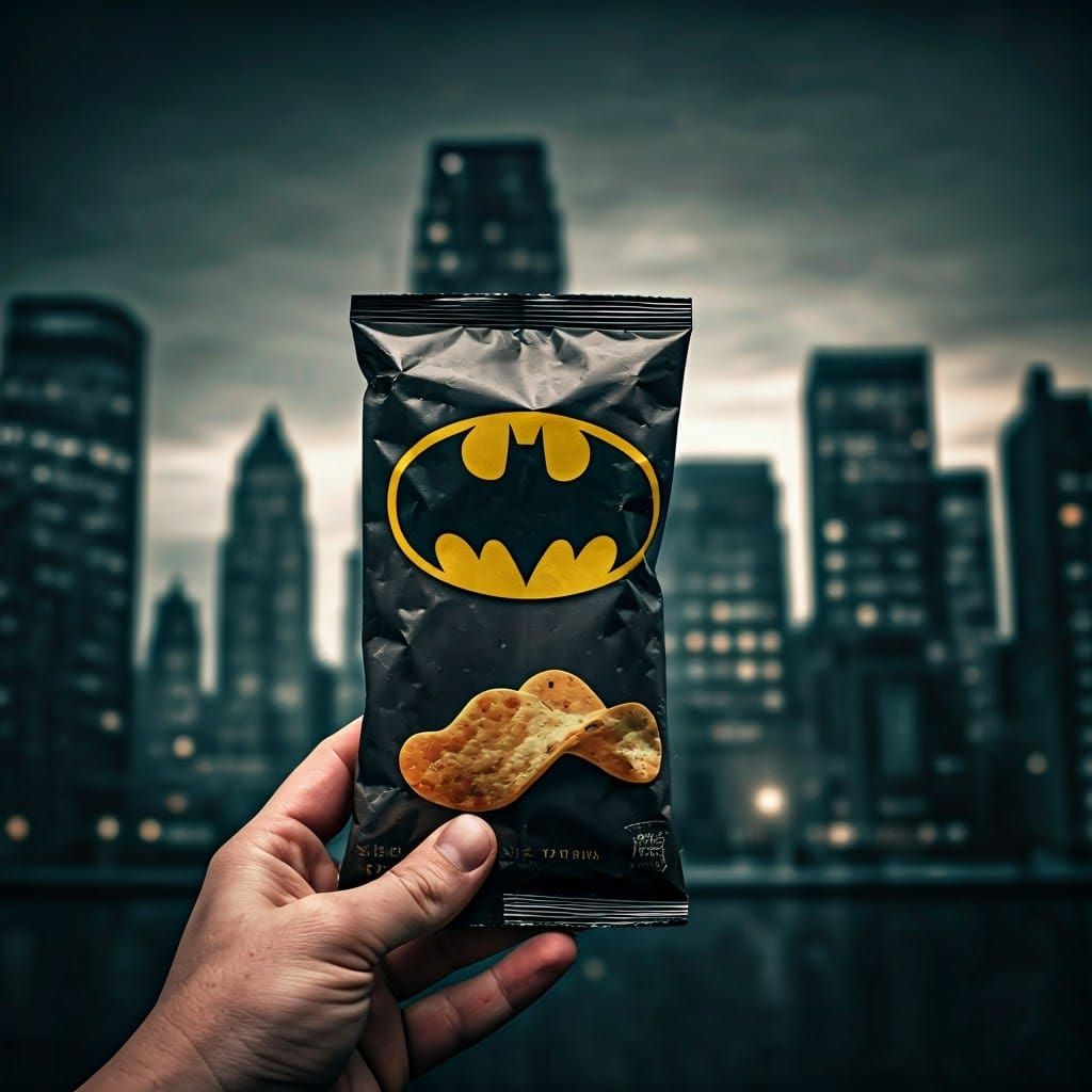 Batman Chips in Gotham: A Cinematic Still