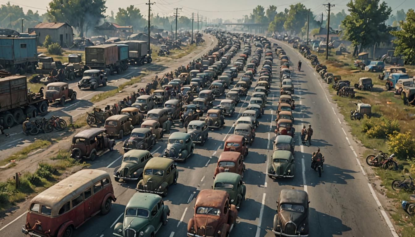 Spectral Procession on a 1940s Highway