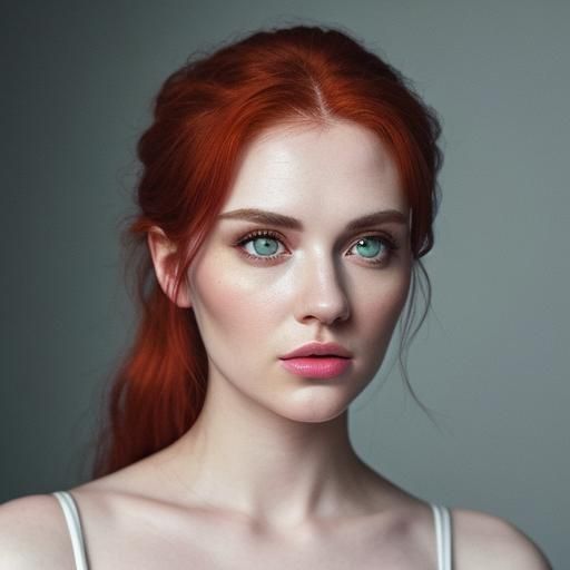 Hyperrealistic Portrait of a Beautiful Redhead Woman