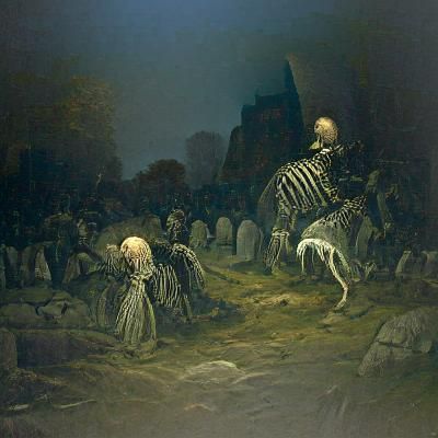 Skeletons Graveyard Horror Scene