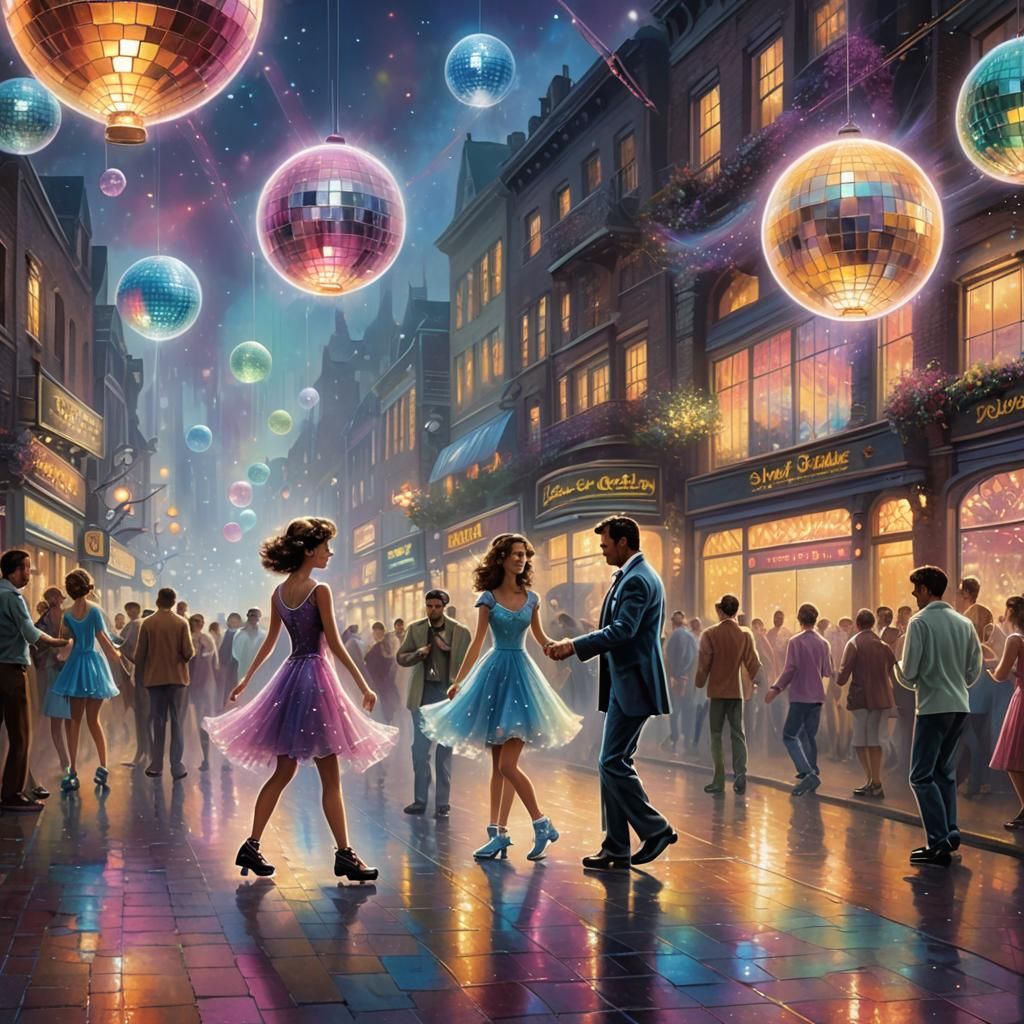 Disco Roller Skating with Neon Lights