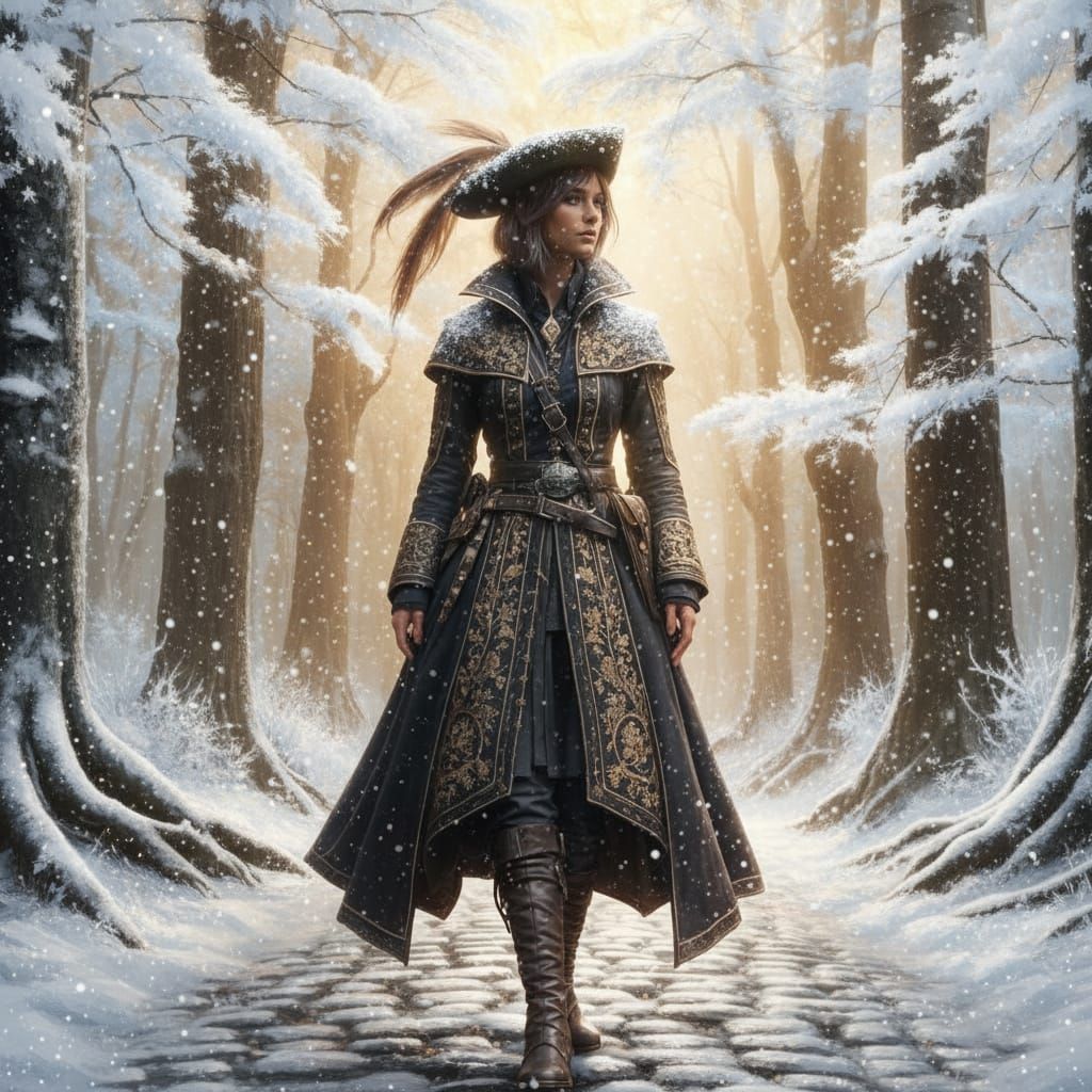 Fantasy Warrior in Magical Autumn Woodland