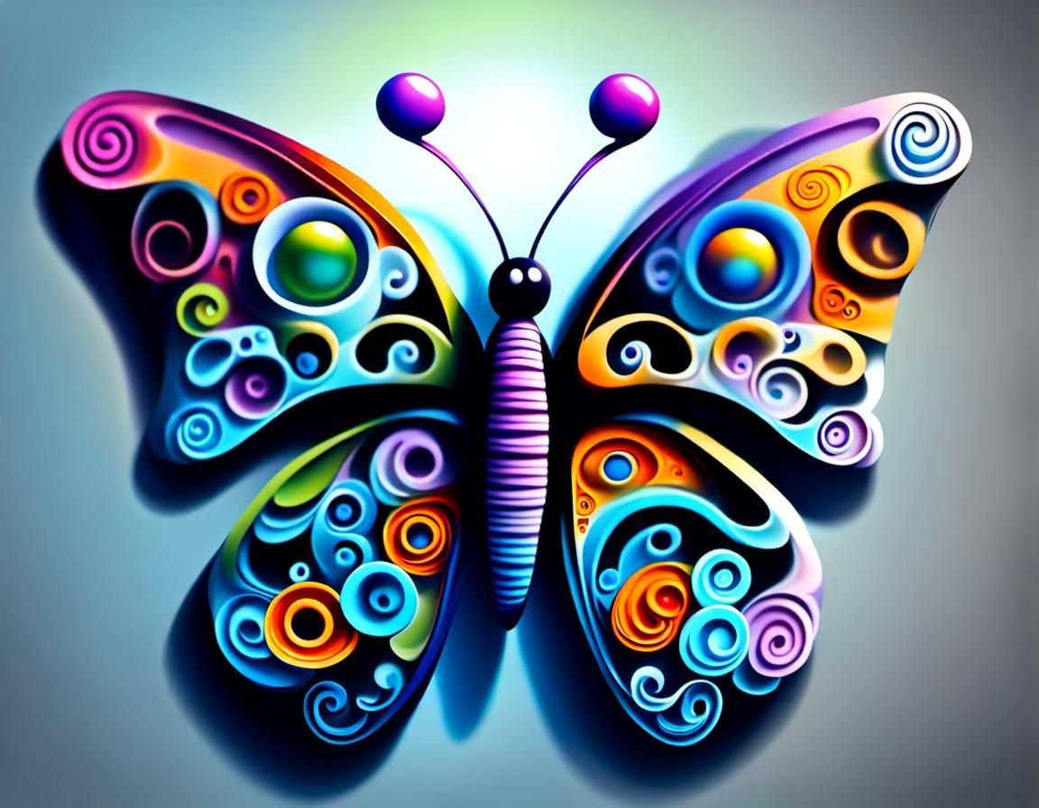 "An airbrush caricature of an butterfly"