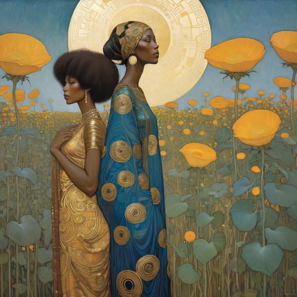 Tall black women By Gustav Klimt, Moebius, Michael Shapcott