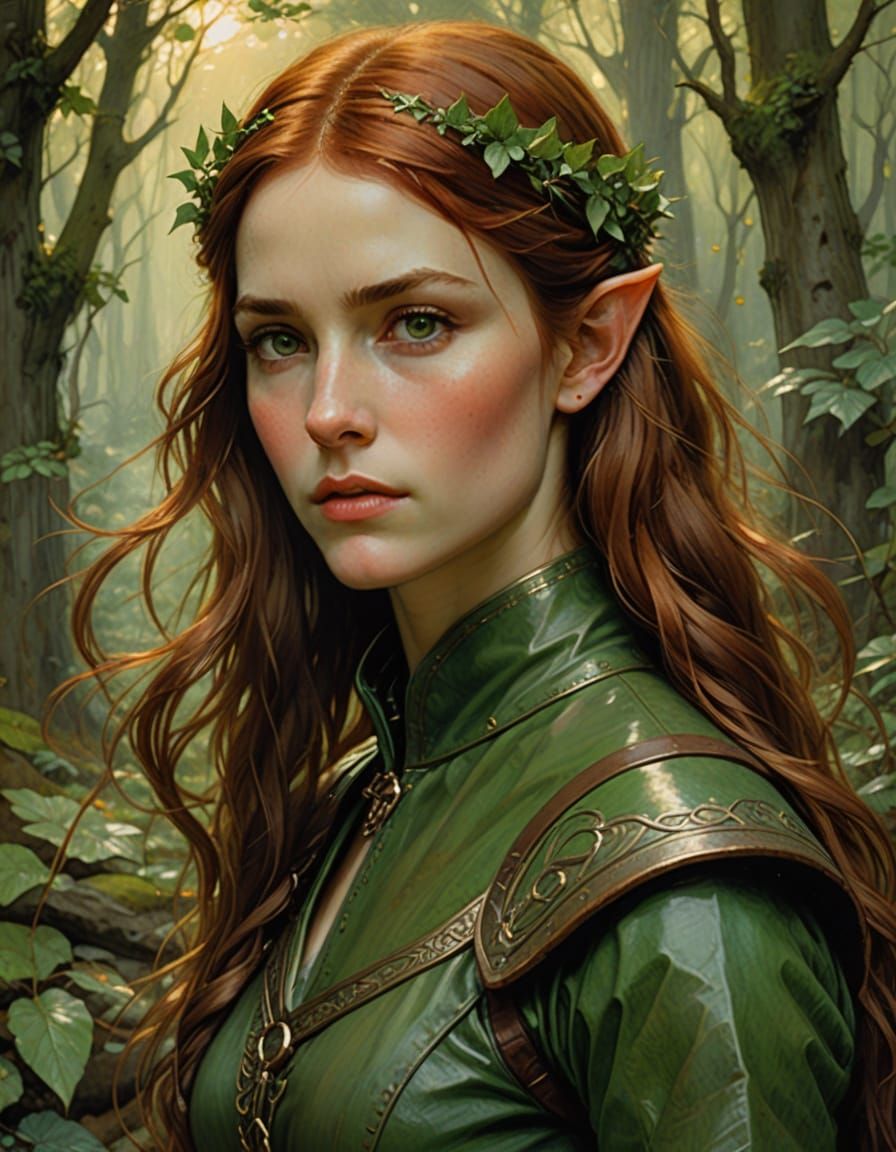 Ethereal Elven Beauty in Vibrant Oil Painting