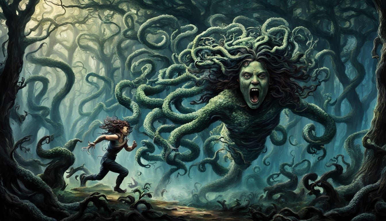 Medusa Runs Through a Dark Forest