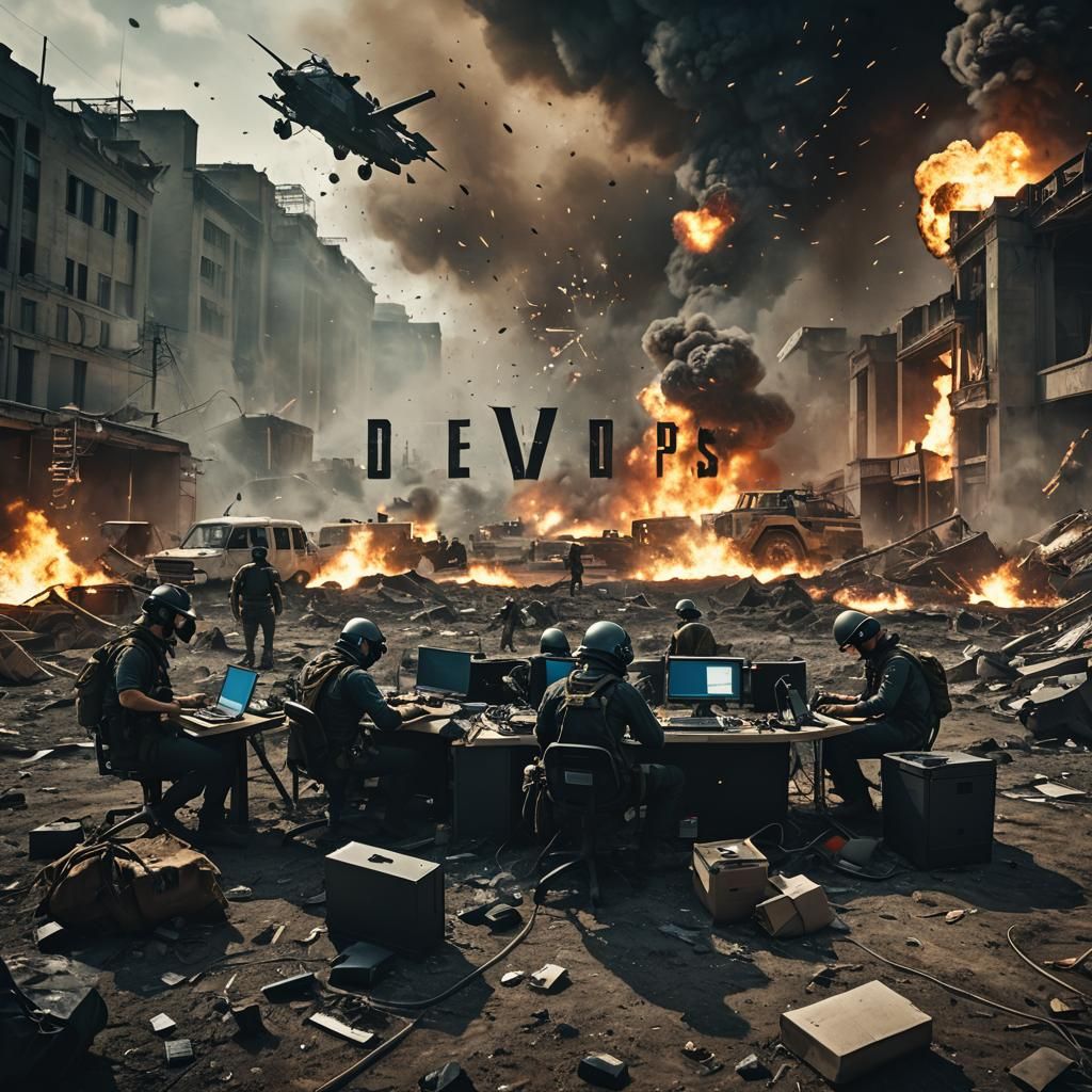 IT Technicians Work on Battlefield in Cinematic Style