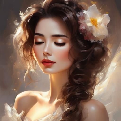 Detailed Oil Portrait of a Beautiful Woman