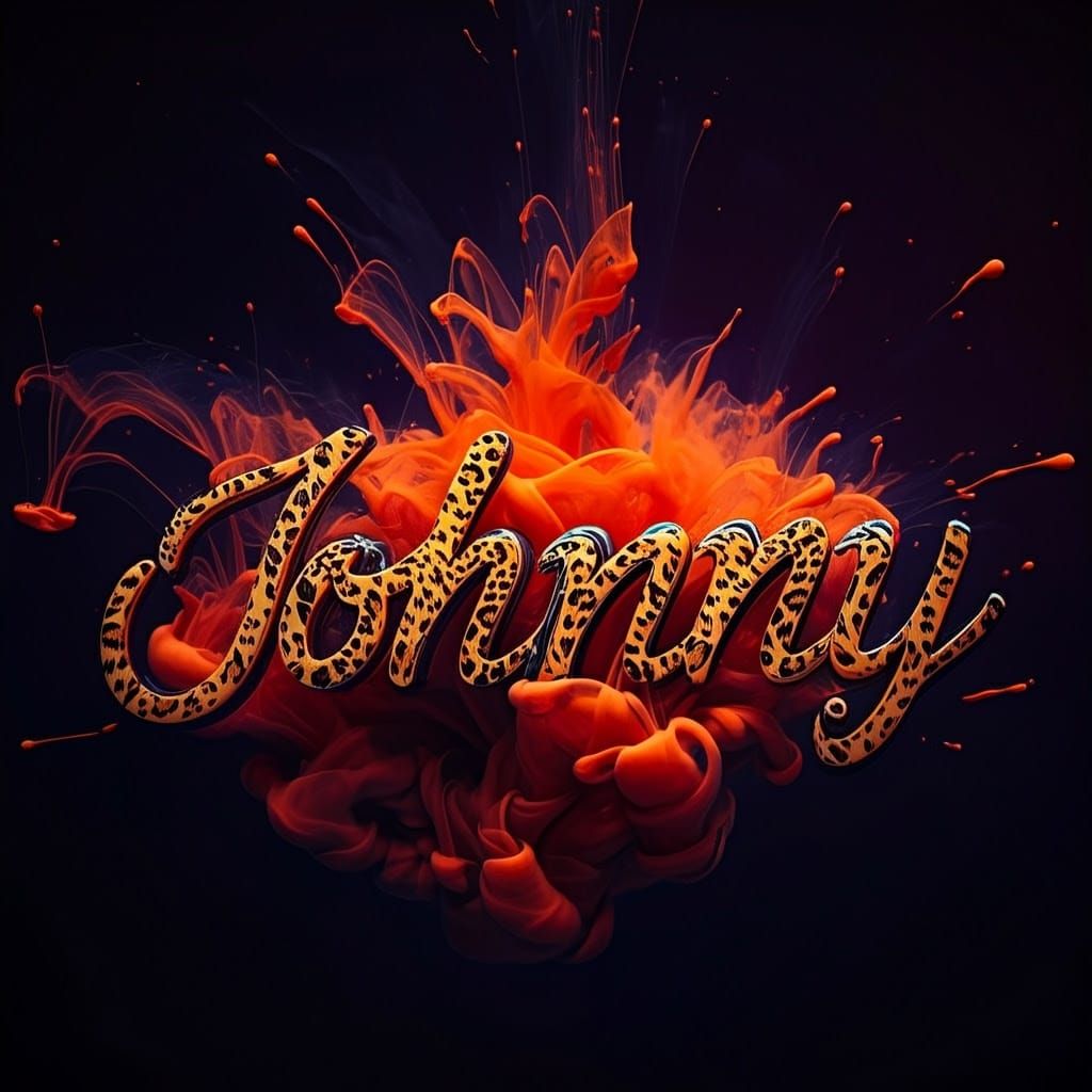 Bold Neon Artwork of Johnny in Leopard Print