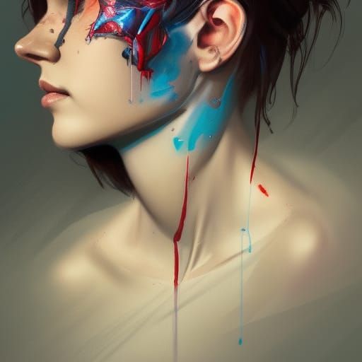 Traumatic Brain Injury Portrait in Art Nouveau Style