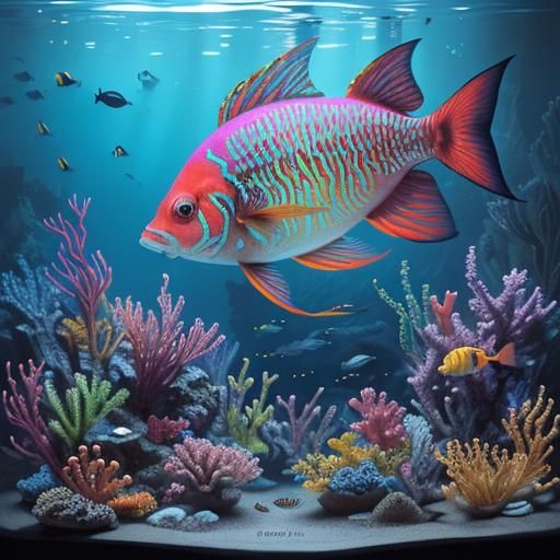 Vibrant Aquarium Concept Art in Digital Gouache Style