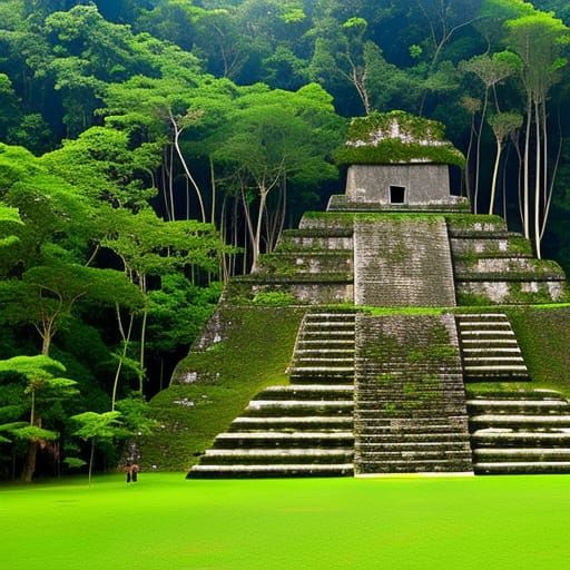 Ancient Mayan Temple Deep in the Tropical Jungle