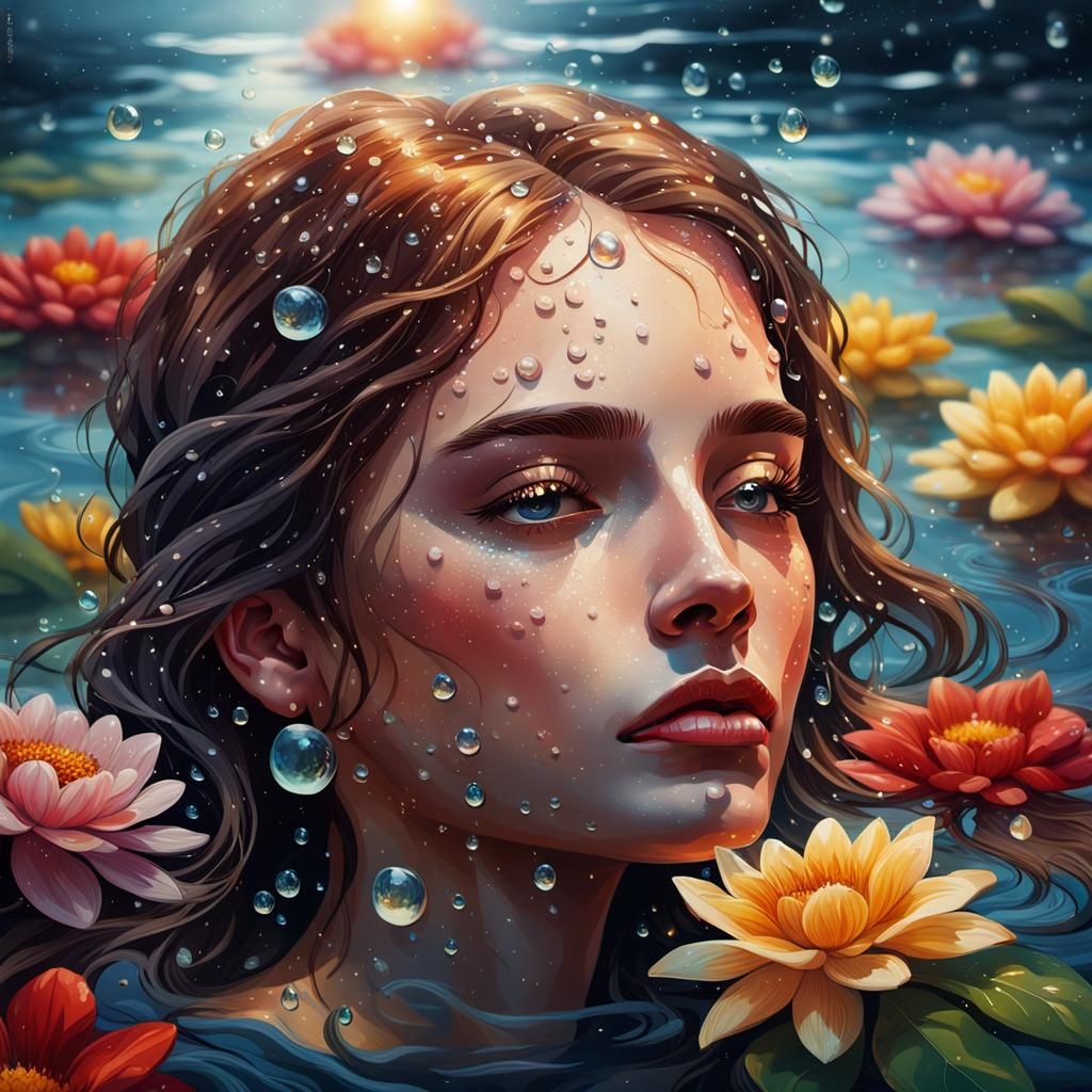 Dreamy Floral Portrait in Oil Painting Style