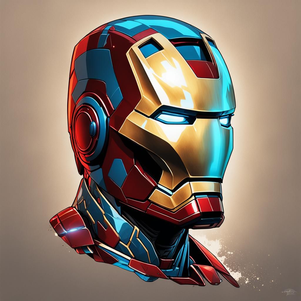 Paleolithic Iron Man Portrait in Hyperdetailed Art Style
