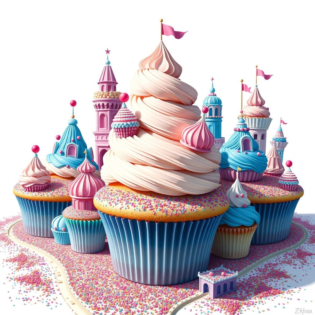 Cupcake City: A Digital Painting in Vibrant Style