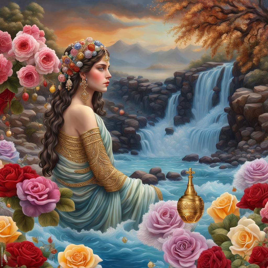 Hyperreal Kithara on Rose Bush by Torrent