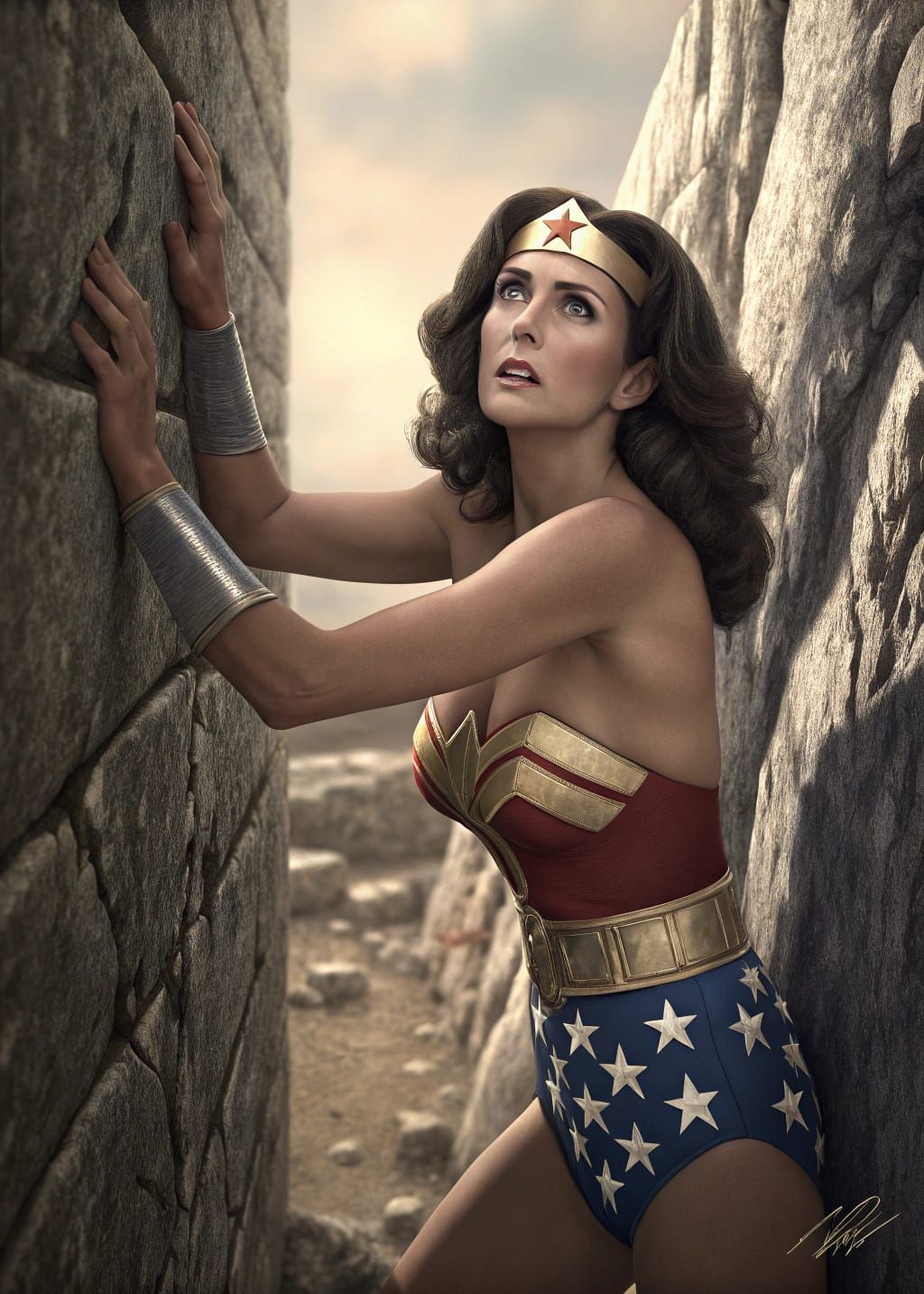 Wonder Woman Battles Ancient Stones in Iconic Costume