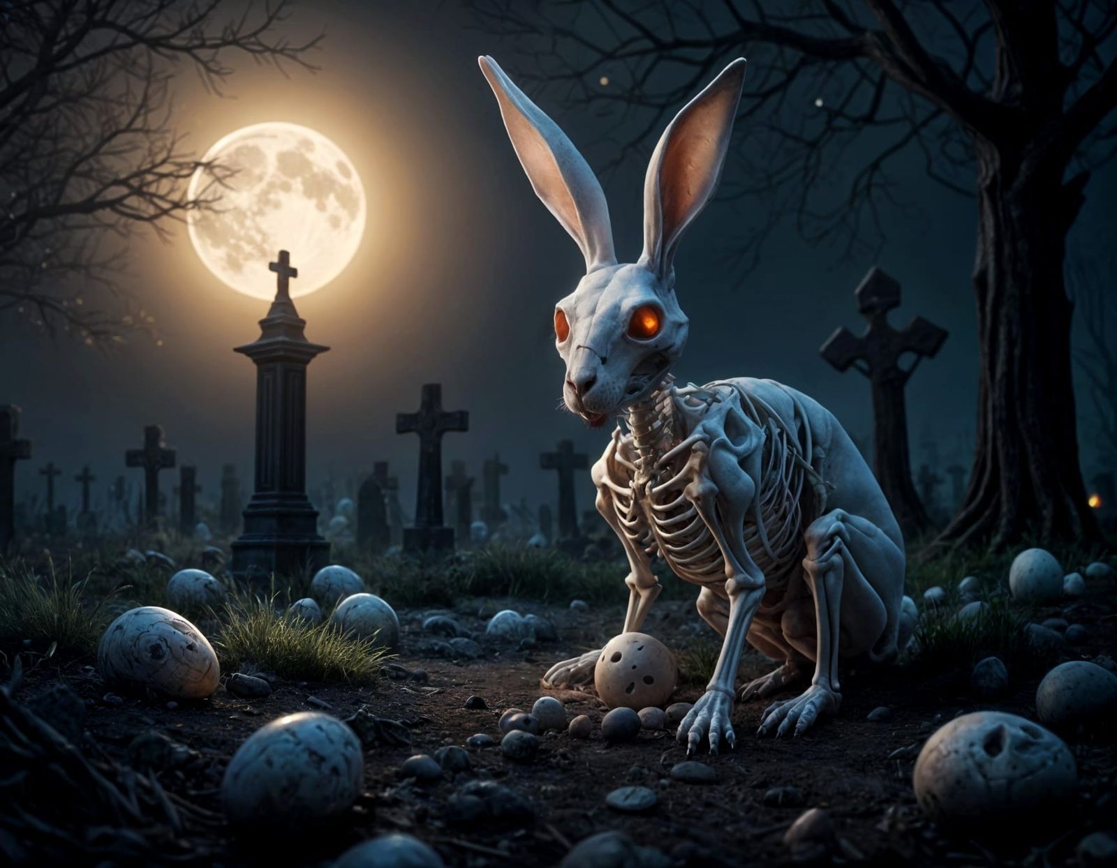Fantastical Easter Cemetery Scene at Night