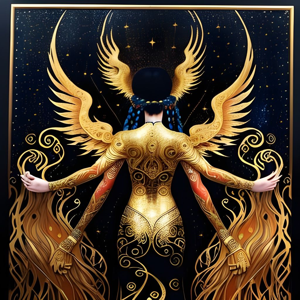 Woman Phoenix Rebirth in Fiery Transformation