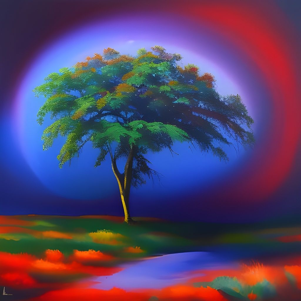 Tree of Life: Gouache Impressionist Garden of Eden