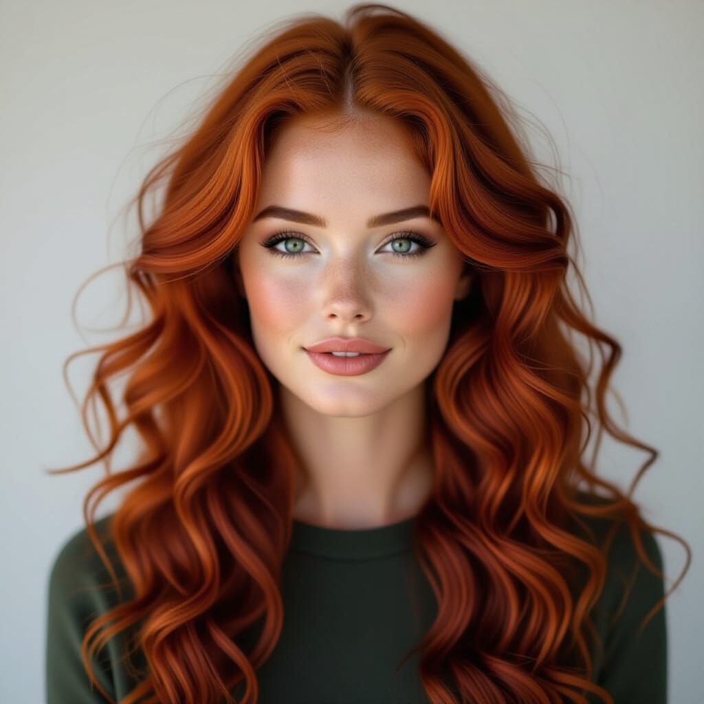 Beautiful Scottish Woman with Long Red Curly Hair
