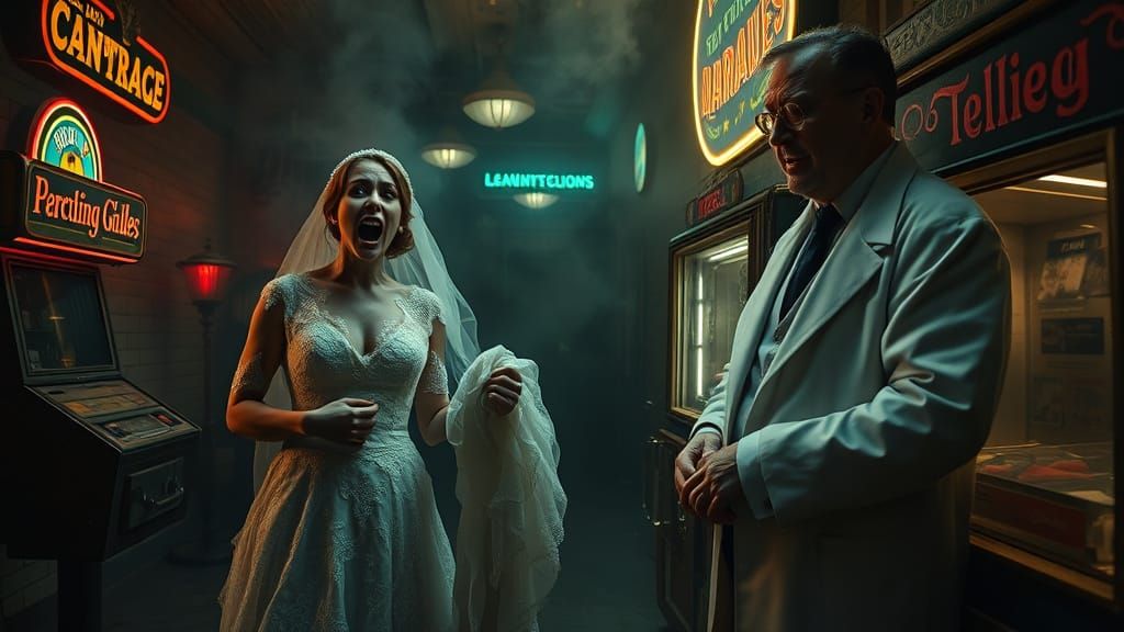 Ethereal Scene in a Haunting Vintage Penny Arcade