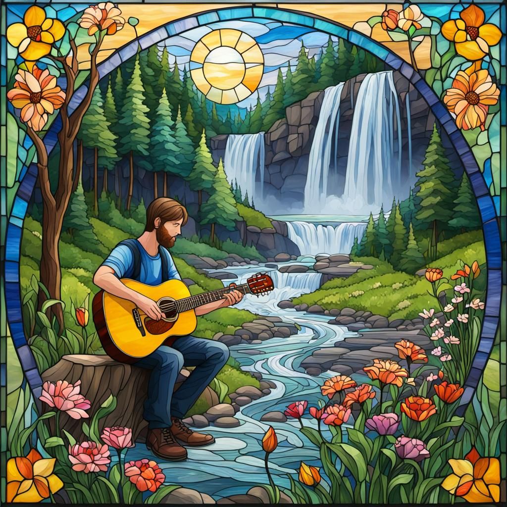 Stained Glass Meadow Guitar Lesson by Waterfalls