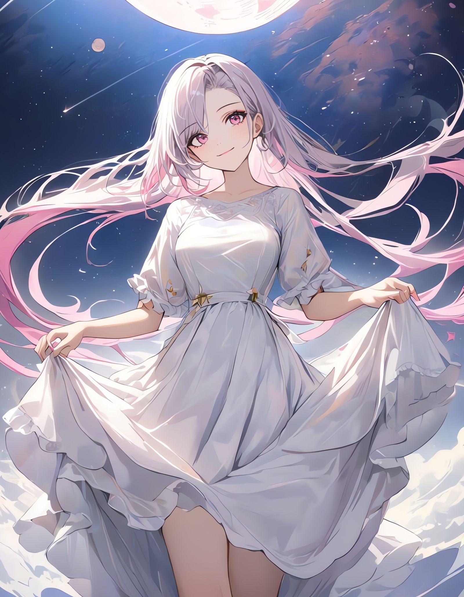 Ethereal Cowboy Goddess on the Glowing Moon