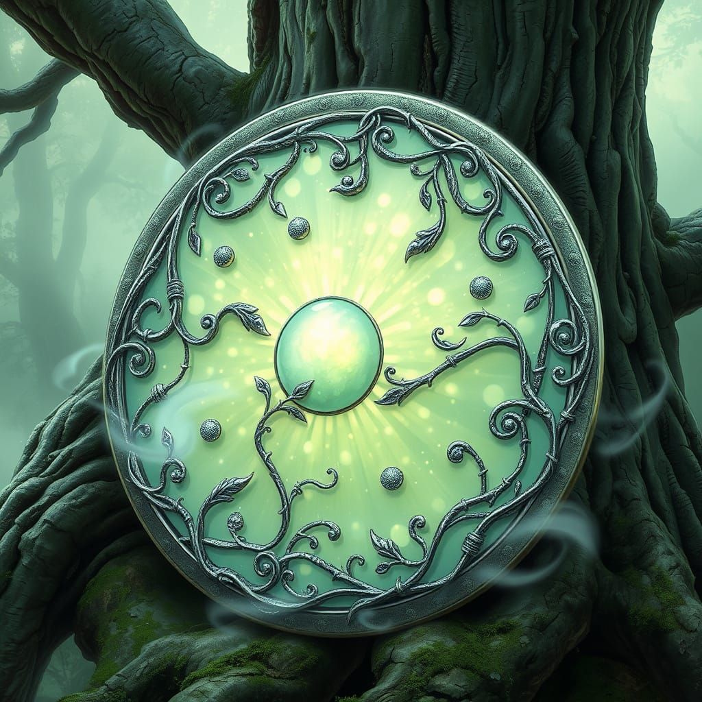 Ethereal Elven Shield in Mystical Woodland