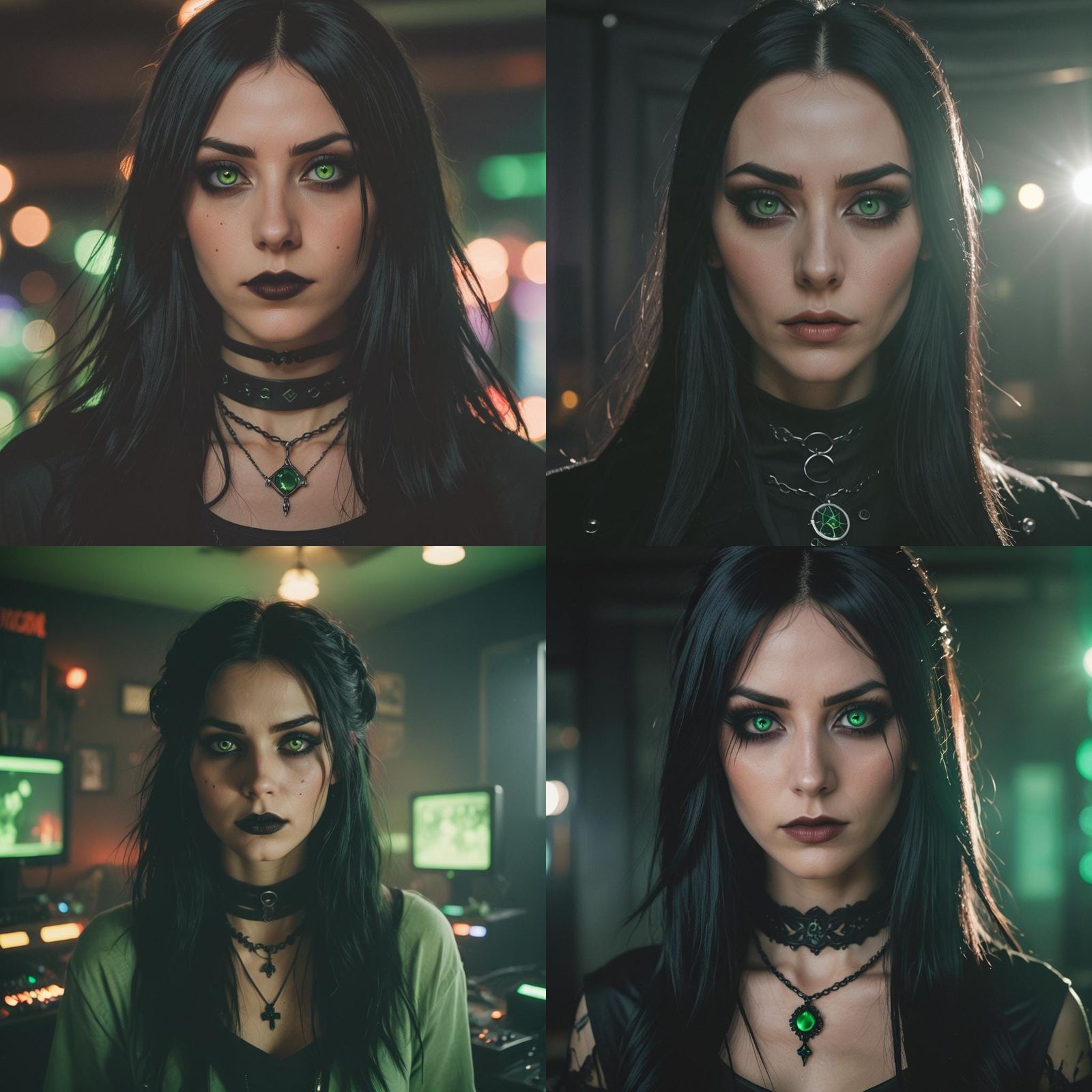 Goth Gamer Girl with Piercings in Cinematic Style