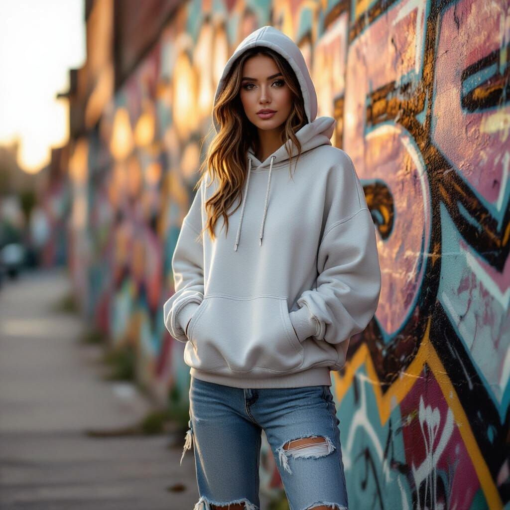 Fashionable Woman in Graffiti Alley with Cinematic Lighting
