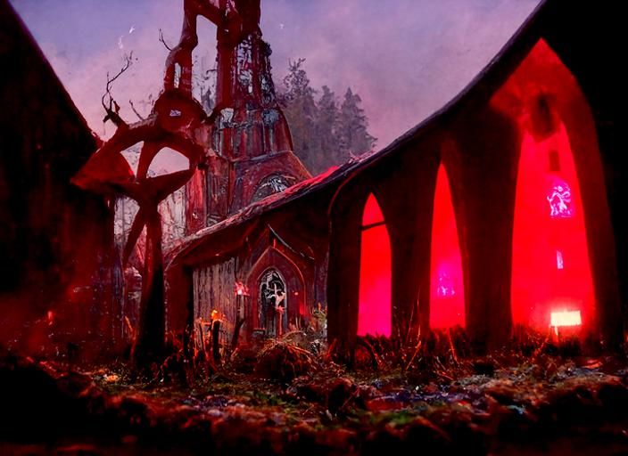 Satanic Church Barn in a Creepy Forest