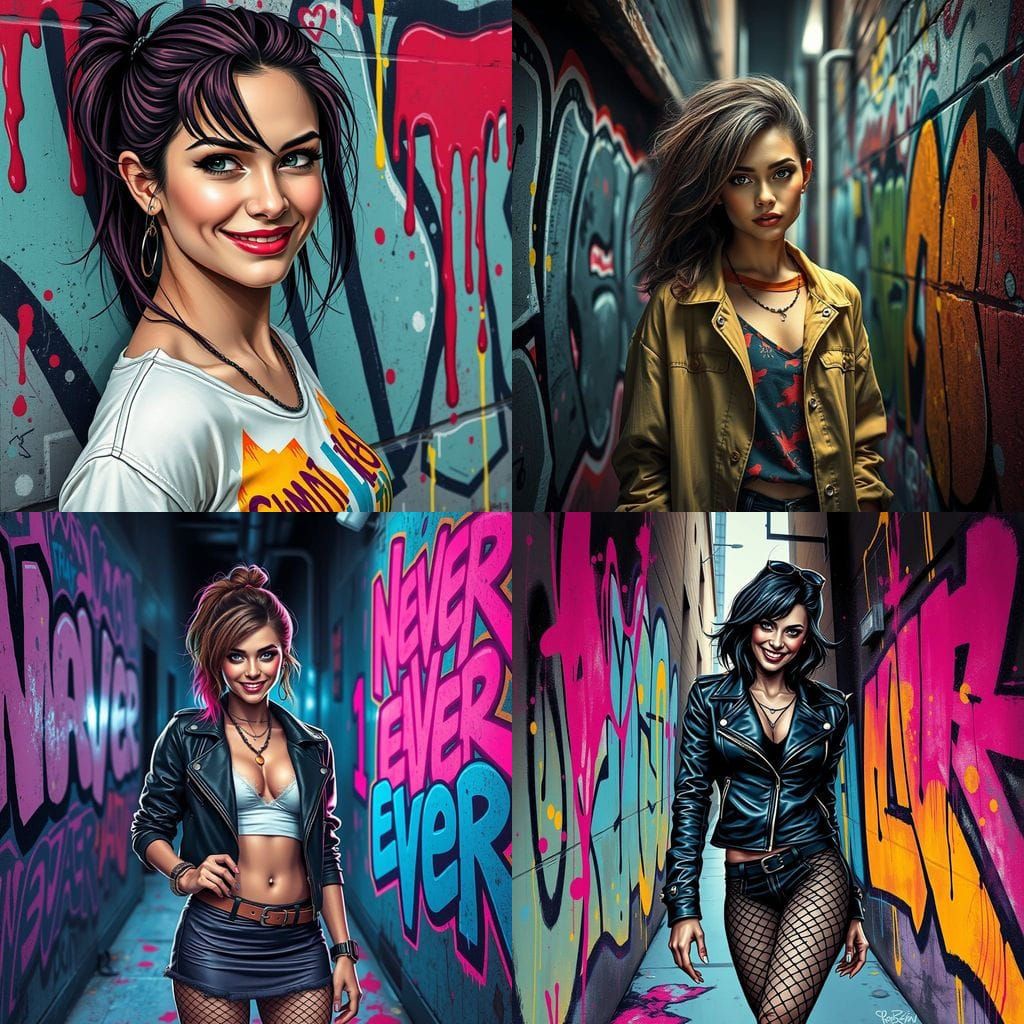 Vibrant Street Art Girl in Splendid Graffiti Style