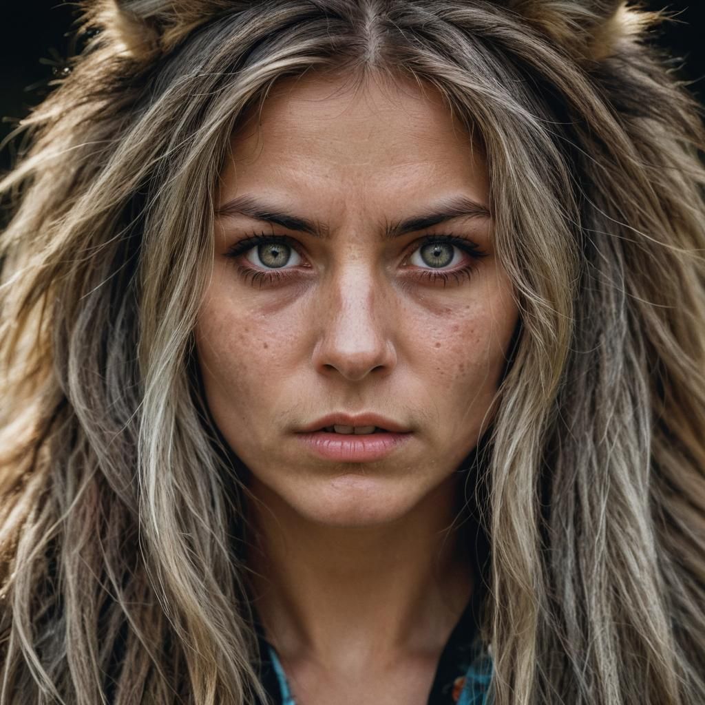 Striking Werewolf Portrait in Contemporary Photography Style